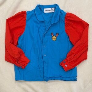 Mini Rodini Blue and Red Button Down Shirt